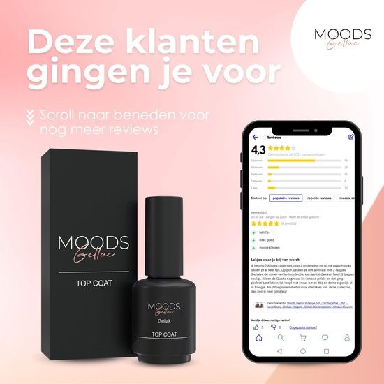 Moods Gellac - Top Coat - Vernis à ongles - Gel Paint Starter Pack - Ongles - Gel Paint Set - 15 ML