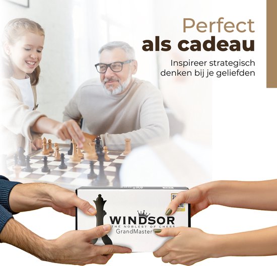 Echiquier Windsor - avec pièces - 40 cm - Annotations - Jeu d'échecs - Jeu d'échecs magnétique - Jeu d'échecs - Bois