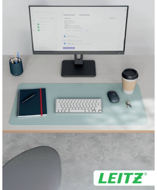 Grand tapis de bureau Leitz 80 × 40 cm – Antidérapant – Tapis de bureau – Imperméable – Pour clavier et souris – Menthe