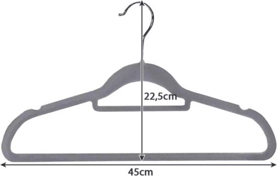 Lot de 100 cintres en velours – Gris – Antidérapants – Crochet pivotant à 360°