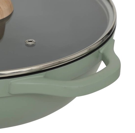 Casserole 5Five avec couvercle en verre - Compatible avec tous les types de plaques de cuisson - vert/beige - D28 x H13 cm - Sauteuse