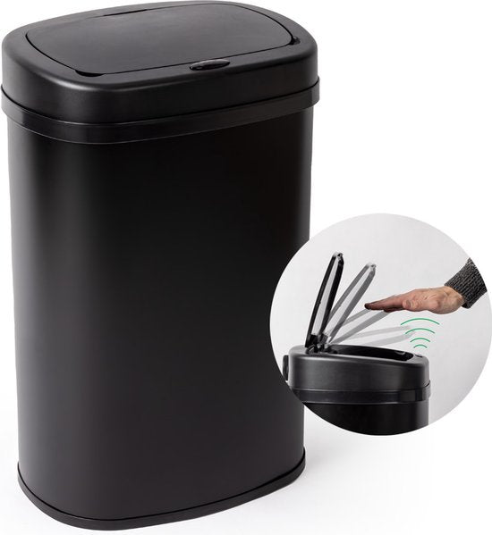 Poubelle à capteur - 50 L - Fermeture en douceur - Sans traces de doigts - Choix hygiénique - Noir