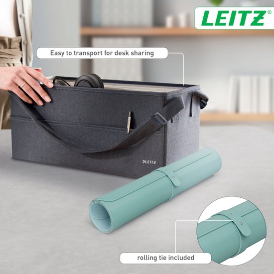 Grand tapis de bureau Leitz 80 × 40 cm – Antidérapant – Tapis de bureau – Imperméable – Pour clavier et souris – Menthe