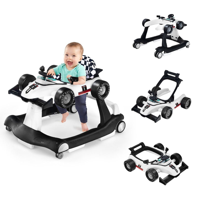 Poussette 4-en-1 avec hauteur et vitesse réglables Chariot pour bébé avec patins antidérapants Poussette pliable Noir/jaune/bleu/gris/blanc/rouge