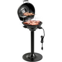 Barbecue électrique Northix 1 600 W - Surface de cuisson de 1 038 cm² - Avec grille de maintien au chaud et grille antiadhésive - 52 x 44 x 82 cm - Noir