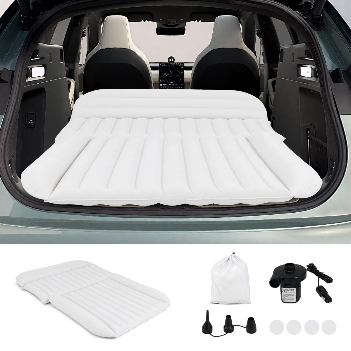 Matelas gonflable Coast pour voiture - Modèle réversible - Pompe et sac de transport inclus - 190 x 130 cm Gris