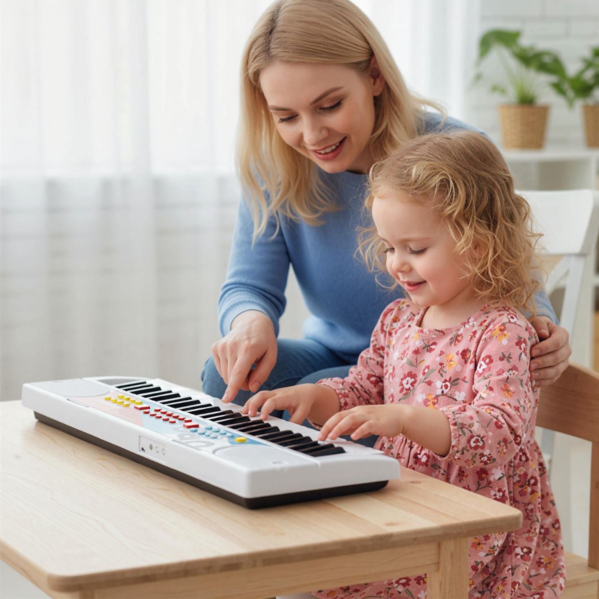 Clavier pour enfants Coast - 49 touches - clavier électrique portable - 8 rythmes - blanc