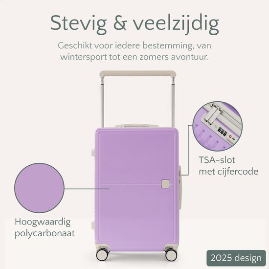 Skycases City Walker - Valise pour bagage à main - 34L - Légère et solide - Roues pivotantes à 360° - Verrouillage TSA - Housse de protection incluse - Compacte et spacieuse - Violet