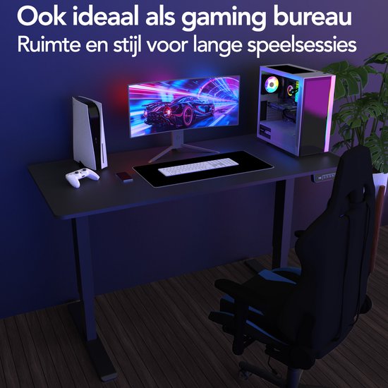 Bureau assis-debout Infinity Goods à réglage électrique - 140 x 60 cm - Fonction mémoire - Noir