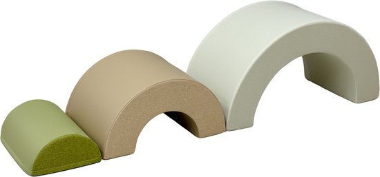 Blocs en mousse Sunny Seli Rainbow – Blocs souples pour grimper, empiler et jouer – Beige, marron et vert – Blocs en mousse Softplay – Jouets Montessori – Lot de 3 – À partir de 12 mois – Jouer et apprendre en toute sécurité