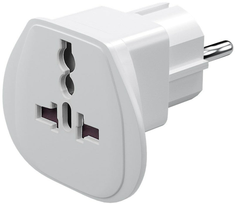 goobay  Adaptateur de voyage « World to EU » blanc - Type F vers UK/CH/IT/US/JP - 16 A - 65 x 51 x 51 mm