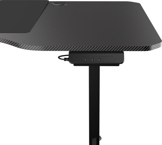 VDD Gaming - Bureau - Bureau gaming - Bureau assis-debout - Réglable en hauteur électriquement - Bureau assis-debout - Bureau gaming - Bureau gaming - Table d'ordinateur - 160 x 75 cm - Noir - Hauteur maximale 117 cm