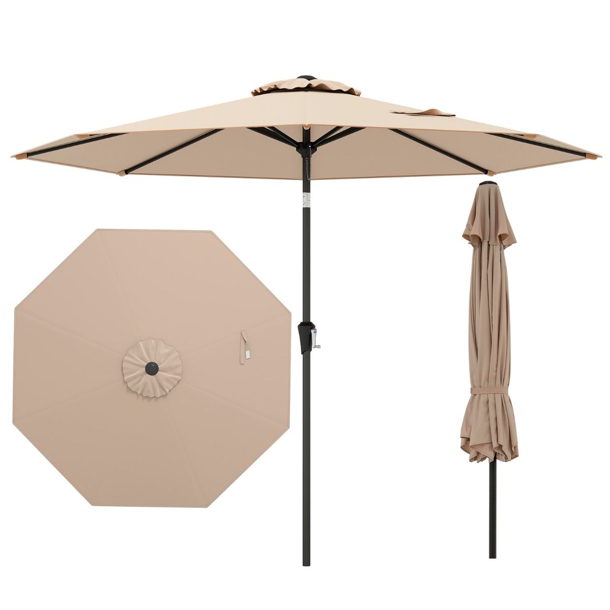 Grand parasol de terrasse Coast - inclinable avec manivelle - 270 cm - beige