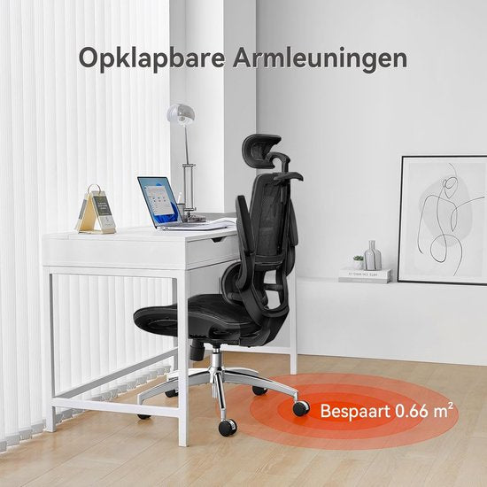 Siège de bureau ergonomique SIHOO M59AS - Accoudoirs réglables en 3D et rabattables à 90° - Double dossier avec soutien lombaire adaptatif - Coussin d'assise en forme de selle - Maille de haute qualité - Certifiée BIFMA/SGS - Jusqu'à 150 kg - 43,5 x 50,5