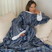 Cosas - Couverture à capuche - Plaid avec manches - Bleu - 180x130cm