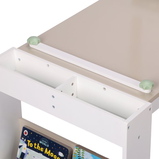 Table de dessin et de bricolage Sunny Olivia – Table de dessin et de bricolage en bois pour enfants – Livrée avec une chaise, un tableau blanc, un rouleau de papier et un espace de rangement – Meuble de jeu créatif
