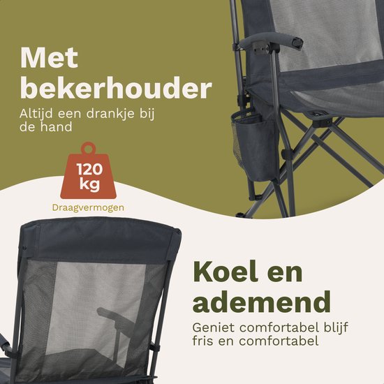 TRVLMORE Chaises de camping - pliables - 2-Pack - Capacité de charge 120KG - Sac de transport inclus - Chaise pliante - Chaise de pêche - Chaise de camping - Chaise pliante - Gris