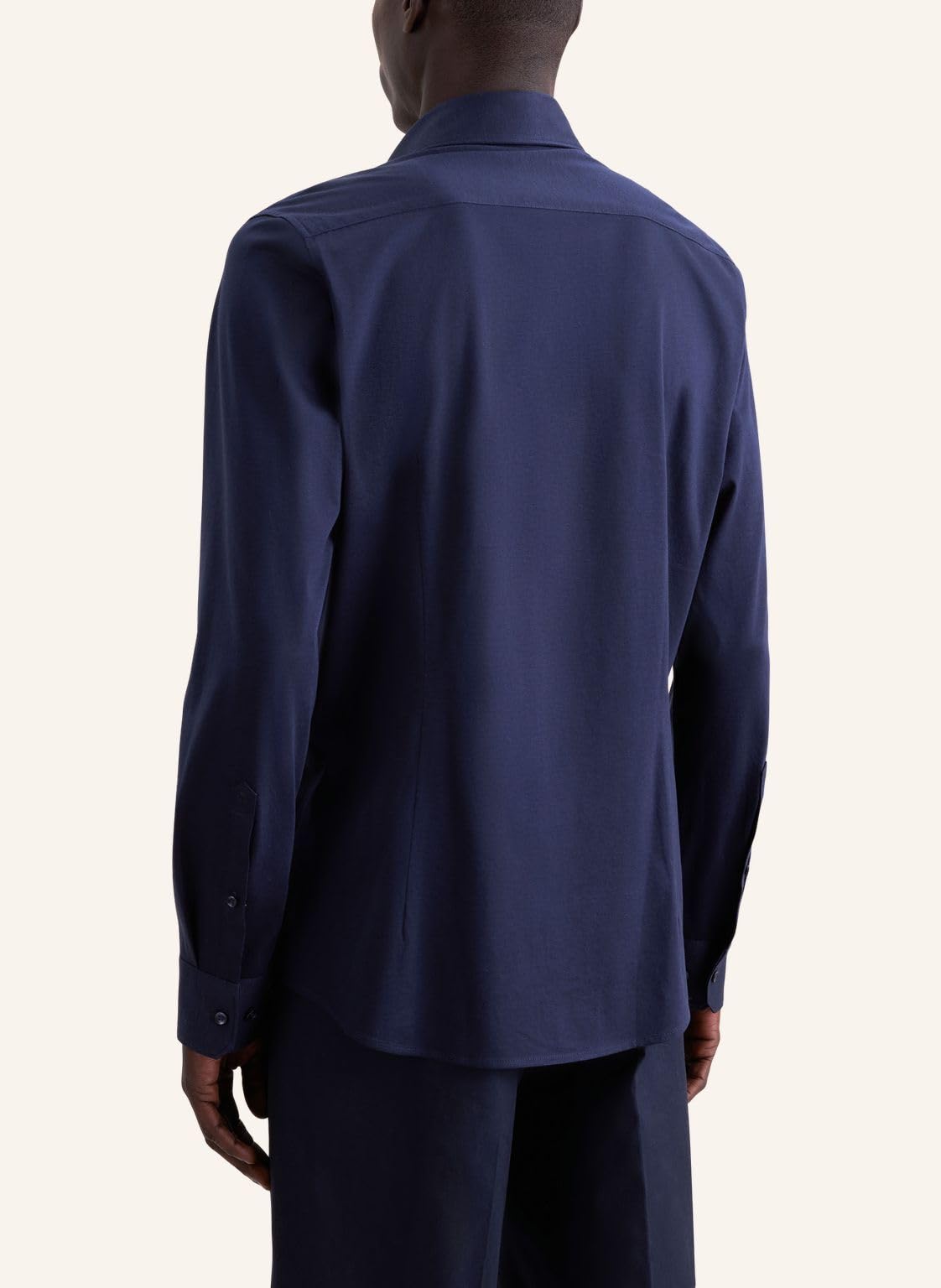Chemise Seidensticker - Homme - Coupe Slim - Jersey - Col Kent - Manches longues - M - Bleu foncé