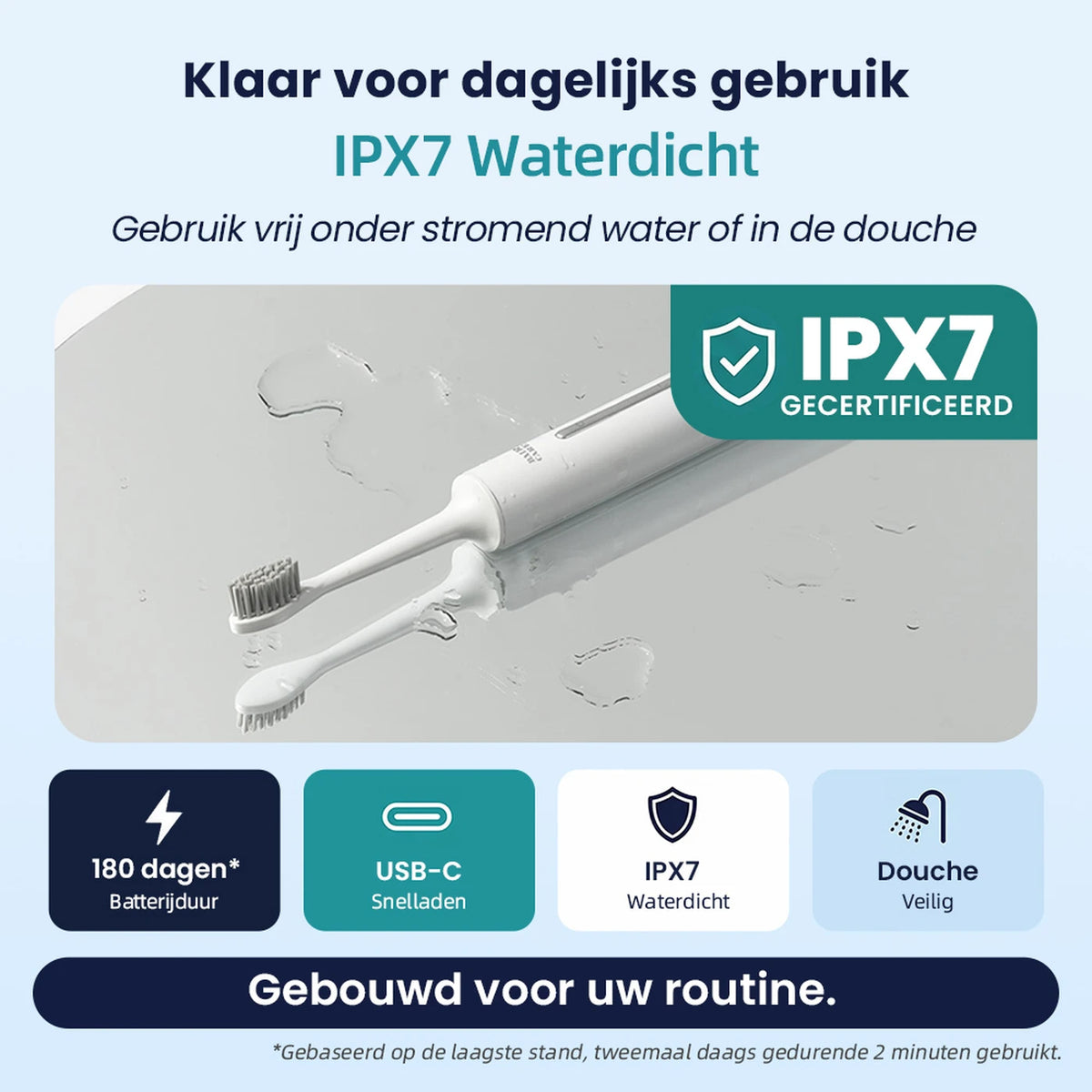 Brosse à dents électrique sonique Bair Care A9 - 5 modes de nettoyage - 3 niveaux d'intensité - Autonomie de 180 jours - Étanche IPX7