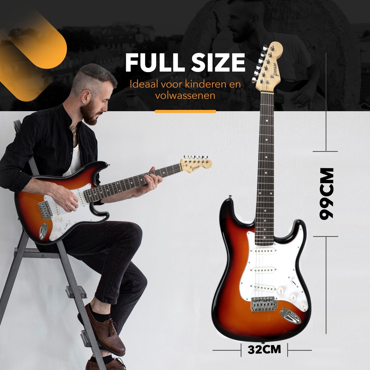 Guitare électrique Finesse avec housse – Sunburst – Format standard 4/4