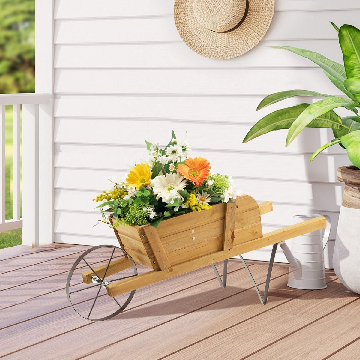 Brouette Coast Planter - Bois - 69,5 x 26 x 29,5 cm