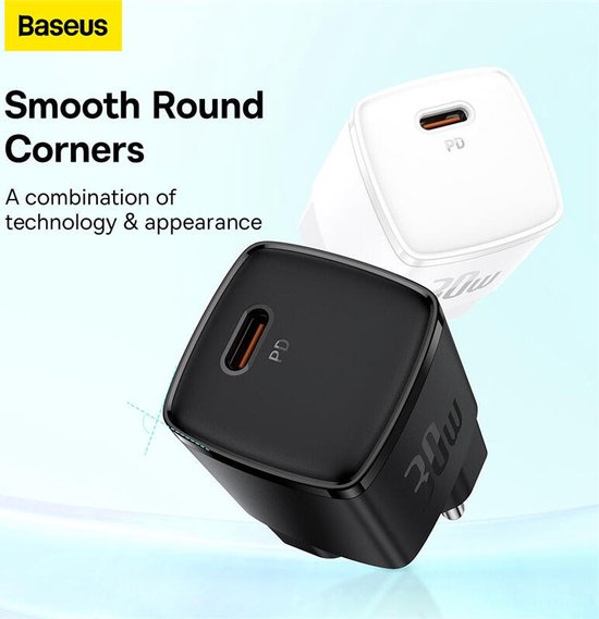 Chargeur rapide compact Baseus GaN5 30 W USB-C PD, noir