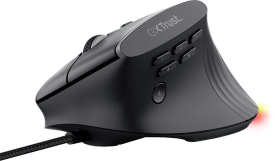 Trust GXT 145 Rexxa - Souris gaming - Filaire - 12 800 DPI - Éclairage RGB - Ergonomique verticale - Noire