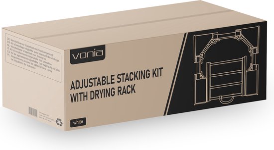 Vonia Spacer Washer Dryer - Stacking Kit Washer Dryer - Universal - Adjustable - Extendable Towel Holder - White