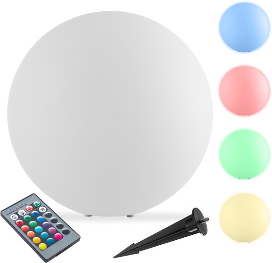 tectake® Ampoule de jardin - Ø30 cm - Ampoule sphérique LED d'extérieur avec télécommande - 16 couleurs et 5 modes d'éclairage - Eclairage de jardin résistant aux intempéries - Décorations de fête - Décoration de jardin - Source lumineuse incluse - Ampoul