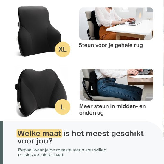 COMFYCENTRE® Support dorsal ergonomique XL pour voiture et chaise de bureau - Coussin pour le bas du dos et les épaules - Support lombaire pour voiture - Supports dorsaux - Mousse à mémoire de forme - Une meilleure assise