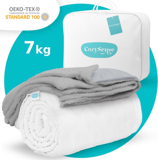 Couverture lestée CozySense® 7 kg - Couverture lestée - Couverture lestée avec répartition de la pression GLASS-Flow® - Couverture lavable incluse - 140x200 cm - Gris