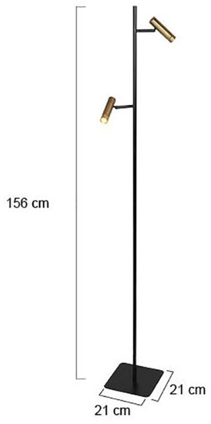 Lampe sur pied Lumo 4608BR - Lampe de lecture moderne à deux lumières en métal avec des touches de bronze, hauteur 125 cm, orientable et inclinable, marque Mexlite