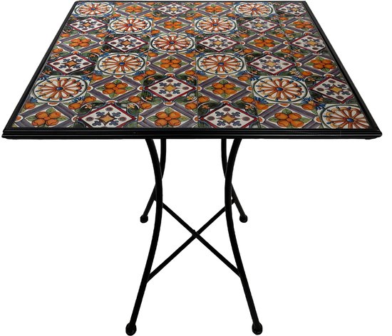 Table de bistrot AXI Camilla - Casa del Sol – Table de jardin en métal – Carrée – 60 x 60 x 75 cm - Effet mosaïque – Incrustée de carreaux en céramique – Pour le jardin, la terrasse et le balcon