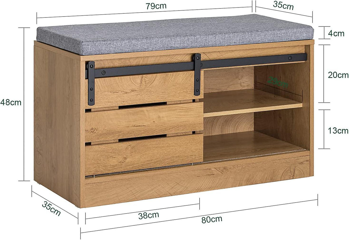SoBuy Banc à chaussures - FSR120-N - Panneau de particules - Max. 150kg - 80x35x48cm - Marron & Gris