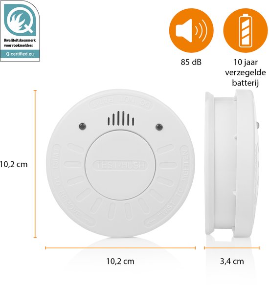Détecteur de fumée Smartwares RM520 – Détecteur d'incendie – Pile d'une durée de vie de 10 ans – Bouton de test – 85 dB
