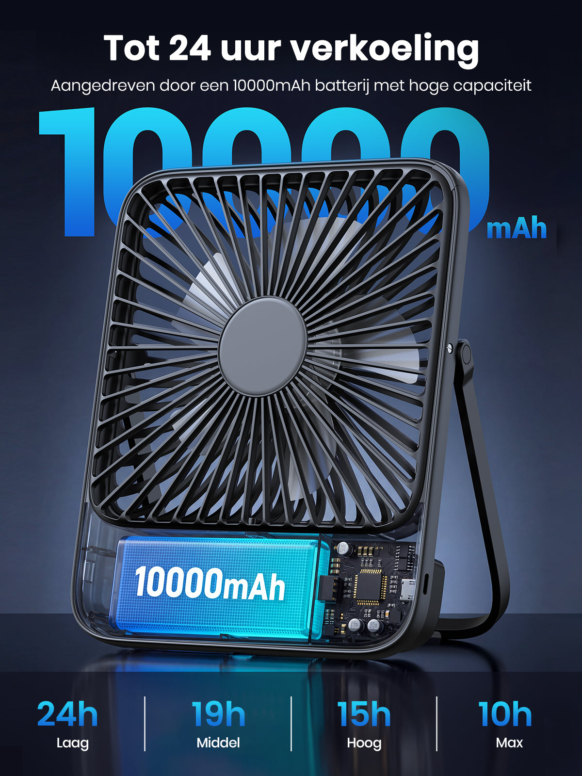 Ventilateur portable Warmco D3 - 7 pouces - 10 000 mAh