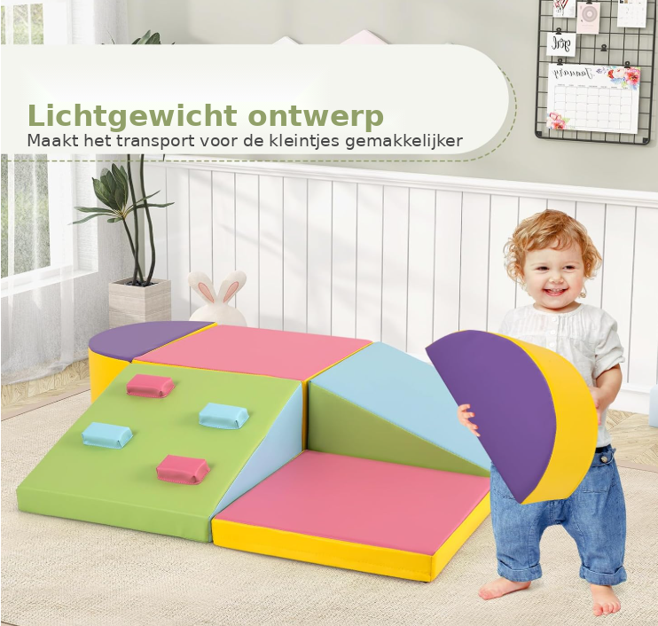Ensemble de blocs de construction souples COSTWAY - 6 pièces - Blocs pour grimper, ramper et jouer - 40 x 40 x 20 cm - Multicolore