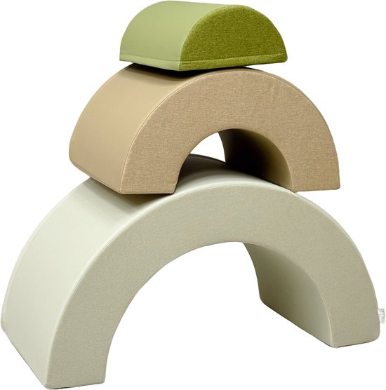 Blocs en mousse Sunny Seli Rainbow – Blocs souples pour grimper, empiler et jouer – Beige, marron et vert – Blocs en mousse Softplay – Jouets Montessori – Lot de 3 – À partir de 12 mois – Jouer et apprendre en toute sécurité