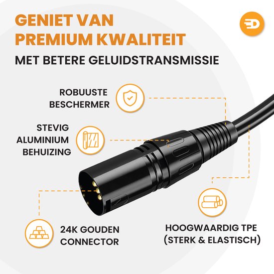Drivv. Premium XLR Cable - Microphone Cable - Male to Female 3 pin - 5 Metres