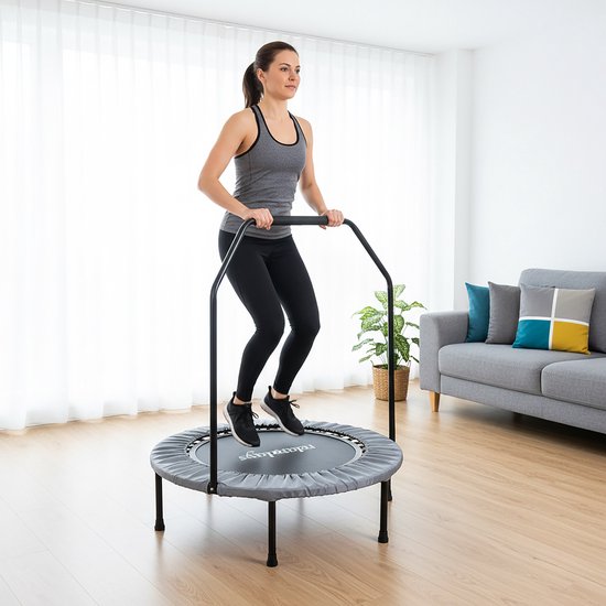 Trampoline de fitness - Ø 102 cm - pliable - gris