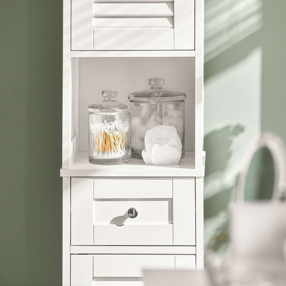Armoire de toilette haute SoBuy FRG236-W, 32x170x30 cm, Bois, Blanc