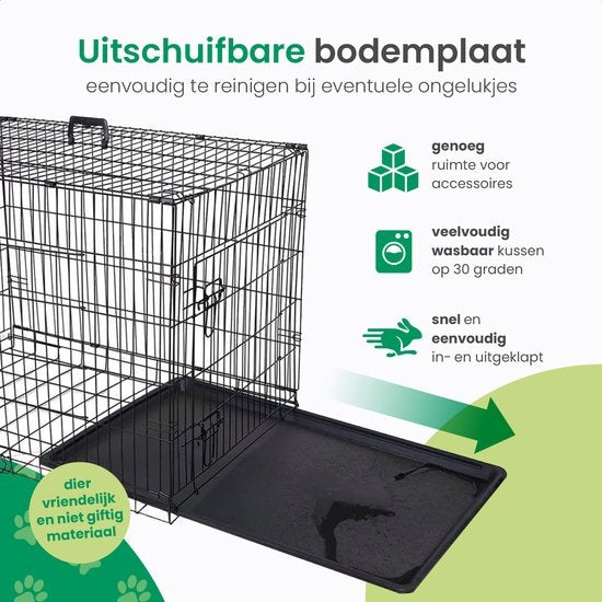 Gopets Dog Bench Foldable XL - Banc - Pour chiens - Coussin pour chien inclus - 2 portes - 107 x 71 x 76 cm