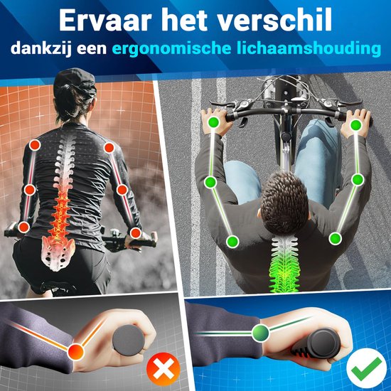 Poignées de vélo ergonomiques NEXTCOVER® avec [technologie Comfort-Grip] I Poignées universelles pour vélo et VTT I Poignées de guidon pour vélo I Poignées de vélo I Conception ergonomique pour soulager la pression et améliorer la prise en main I Compatib