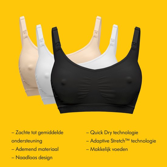 Soutien-gorge Medela Keep Cool - Soutien-gorge d'allaitement sans coutures - Soutien-gorge de grossesse avec 2 zones respirantes - Tissu Soft Touch - Blanc - Taille XXL