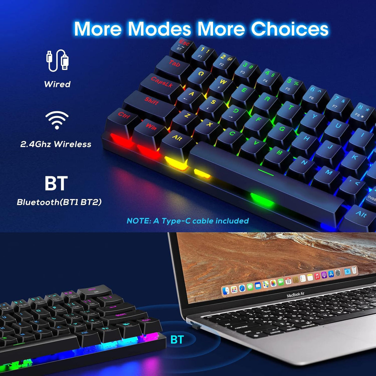 Clavier mécanique ET avec souris - 60 % - QWERTY US