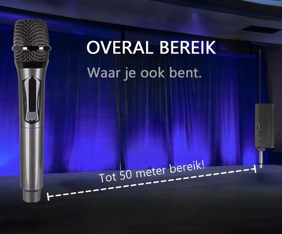 Tech Essentials Microphone sans fil - USB-C rechargeable - Portée extra - Karaoké - ASMR - Studio - Convient à la boîte de fête - Jack 3,5-6,3 mm