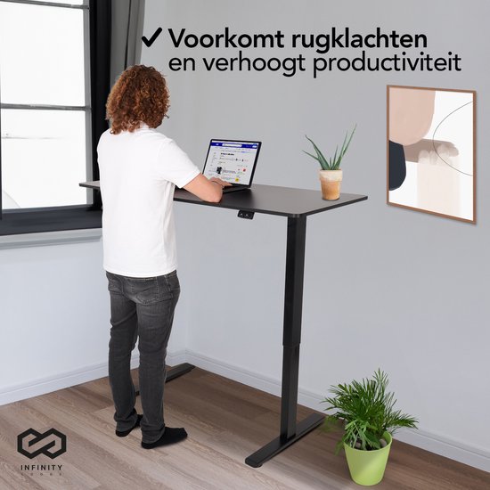 Infinity Goods Bureau assis-debout - électrique réglable en hauteur - 120 x 60 CM - noir