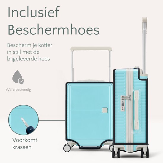 Skycases City Walker - Valise de voyage moyenne 77L - Légère et résistante - Roues pivotantes à 360° - Serrure TSA originale - Housse de protection et pochette humide incluses - 66 x 45 x 26 cm - Bleu Tiffany