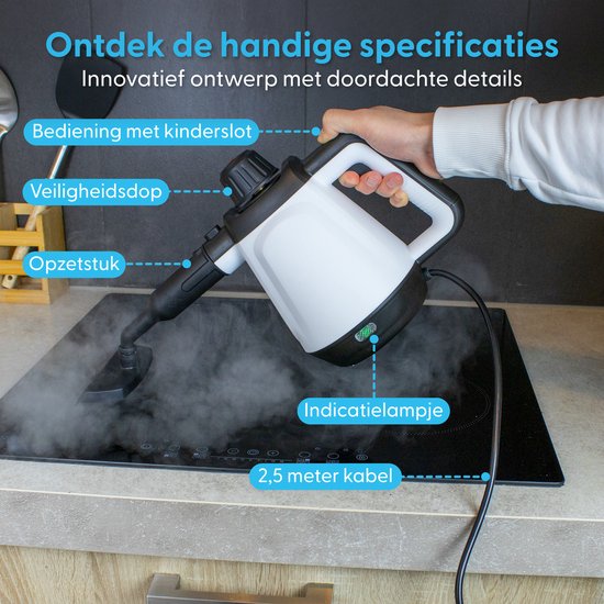 Nettoyeur vapeur portatif Ølven - 5 en 1 - Nettoyeur vapeur - Nettoyeur de taches - 450ML - 1200W