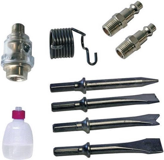 Stanley Pneumatic chisel hammer set, puissant travail de démolition avec 4 burins, connecteurs rapides et étui de rangement